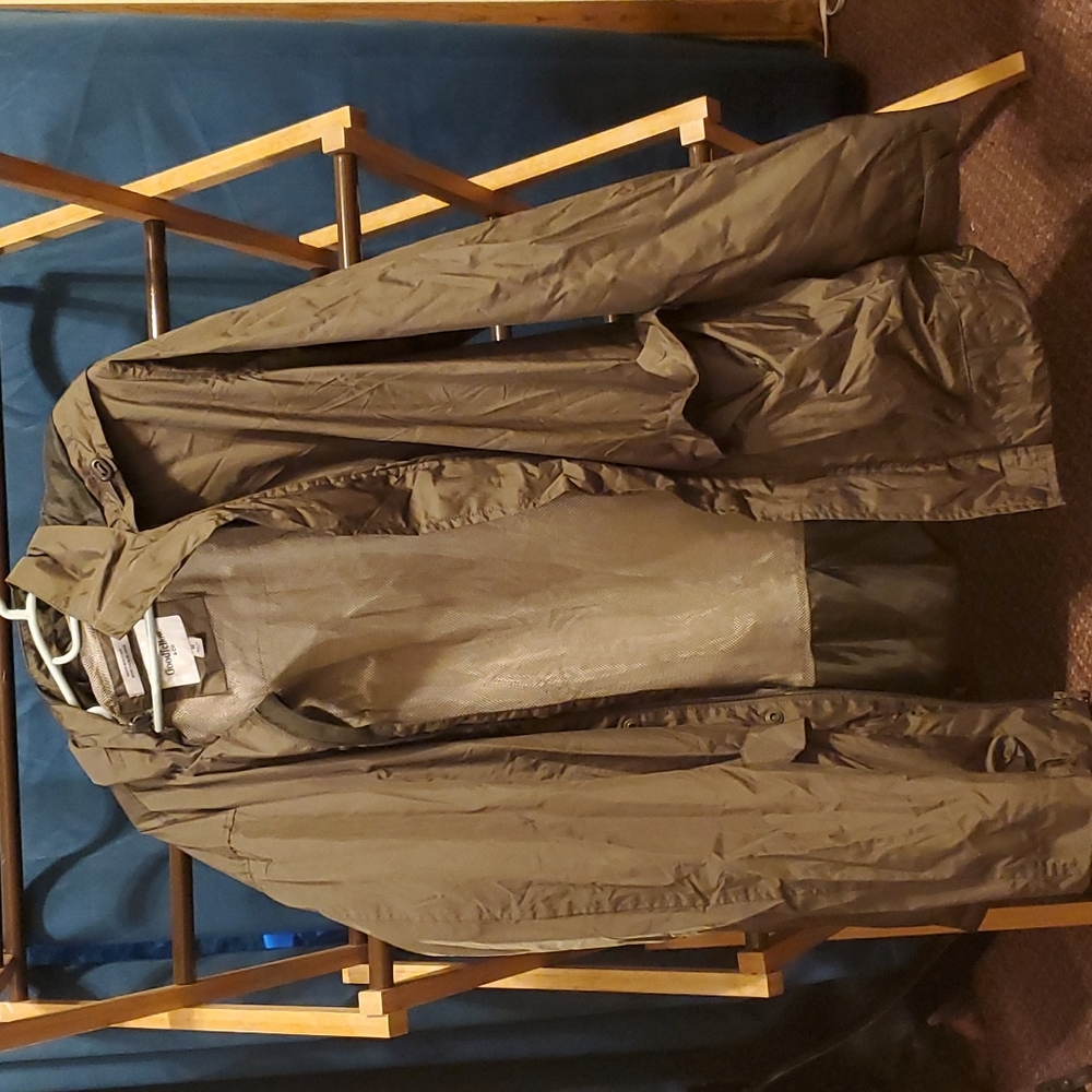 Green rain jacket